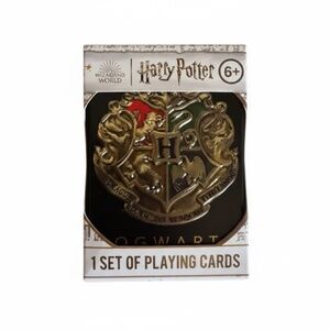 NWT Harry Potter Hogwarts Crest Playing Cards Gold Tin Case
